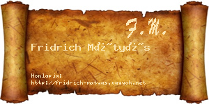 Fridrich Mátyás névjegykártya